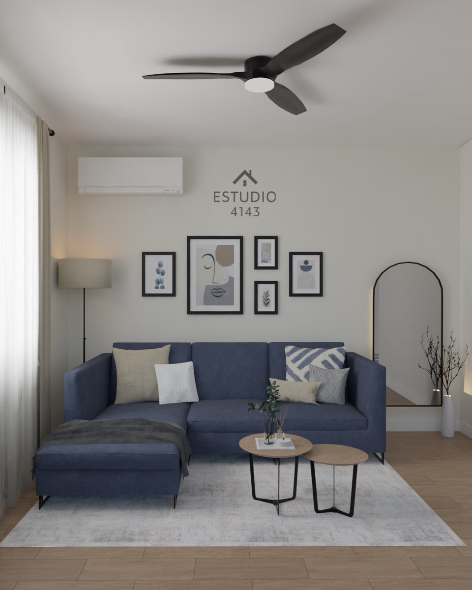 Sala de estar con sofá seccional, diseñada por Estudio 4143
